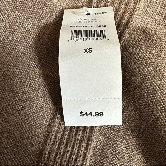 GAP tan striped long oversized open front Knit sweater Neutral Cardigan XS NWT - Picture 8 of 16